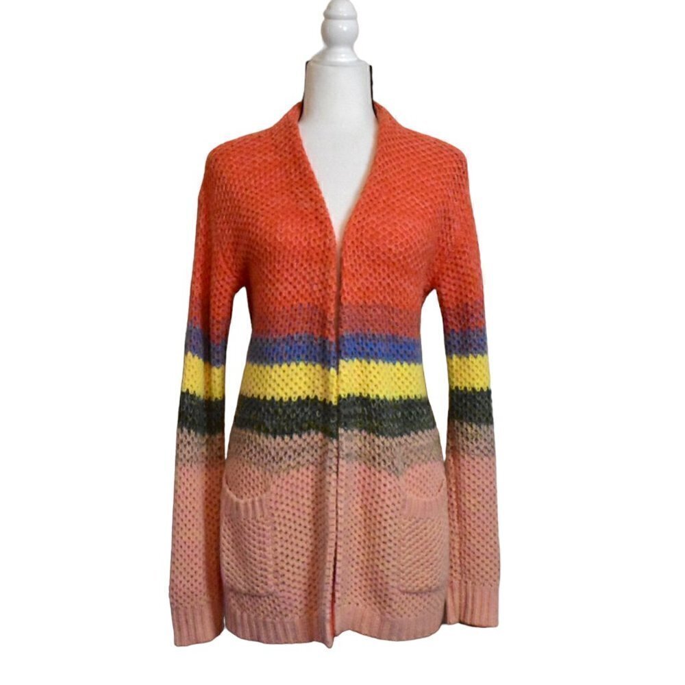 Calson Open Front Cotton Open Weave Cardigan Size XS